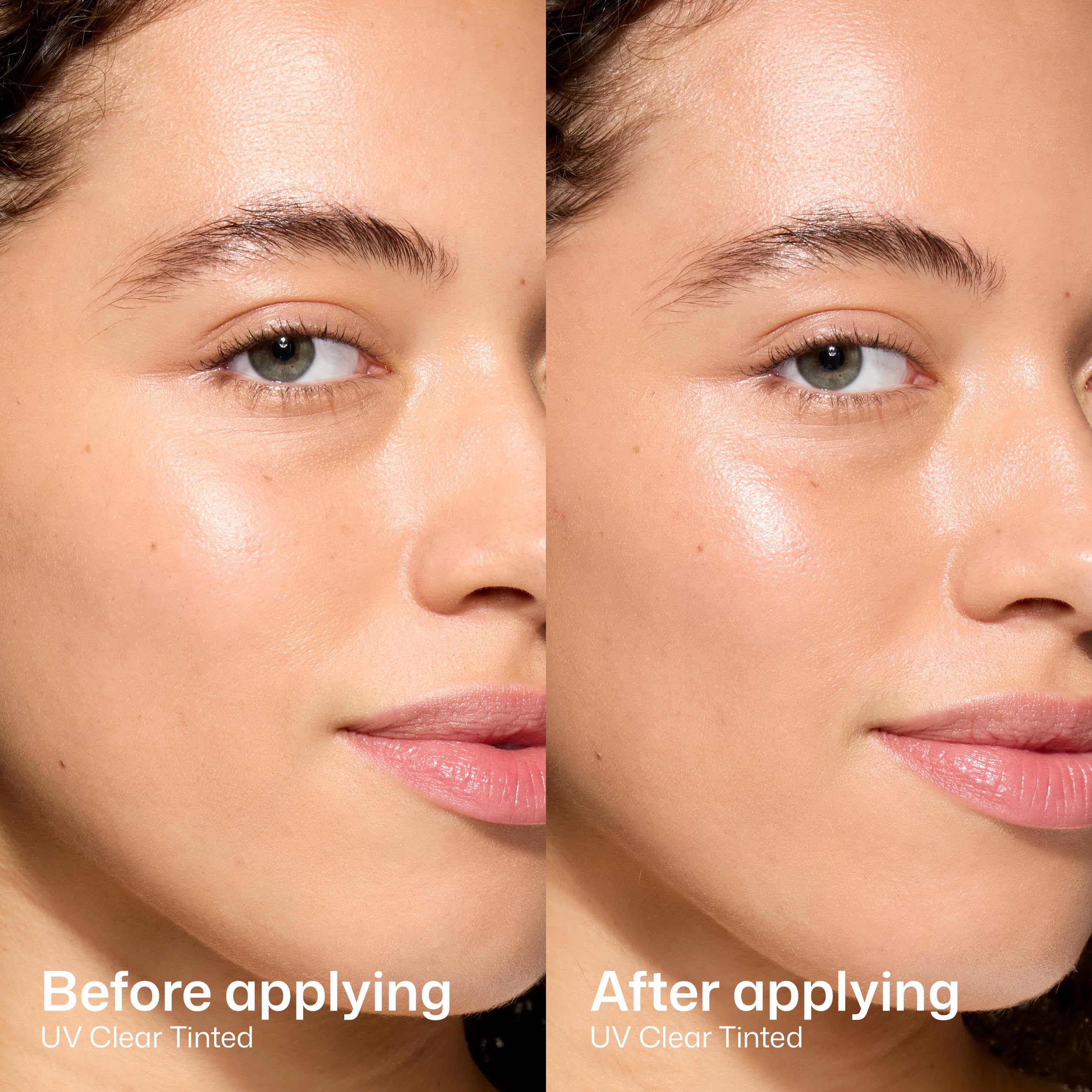 Texture shot of EltaMD UV Clear Tinted sunscreen showing the sheer universal tint