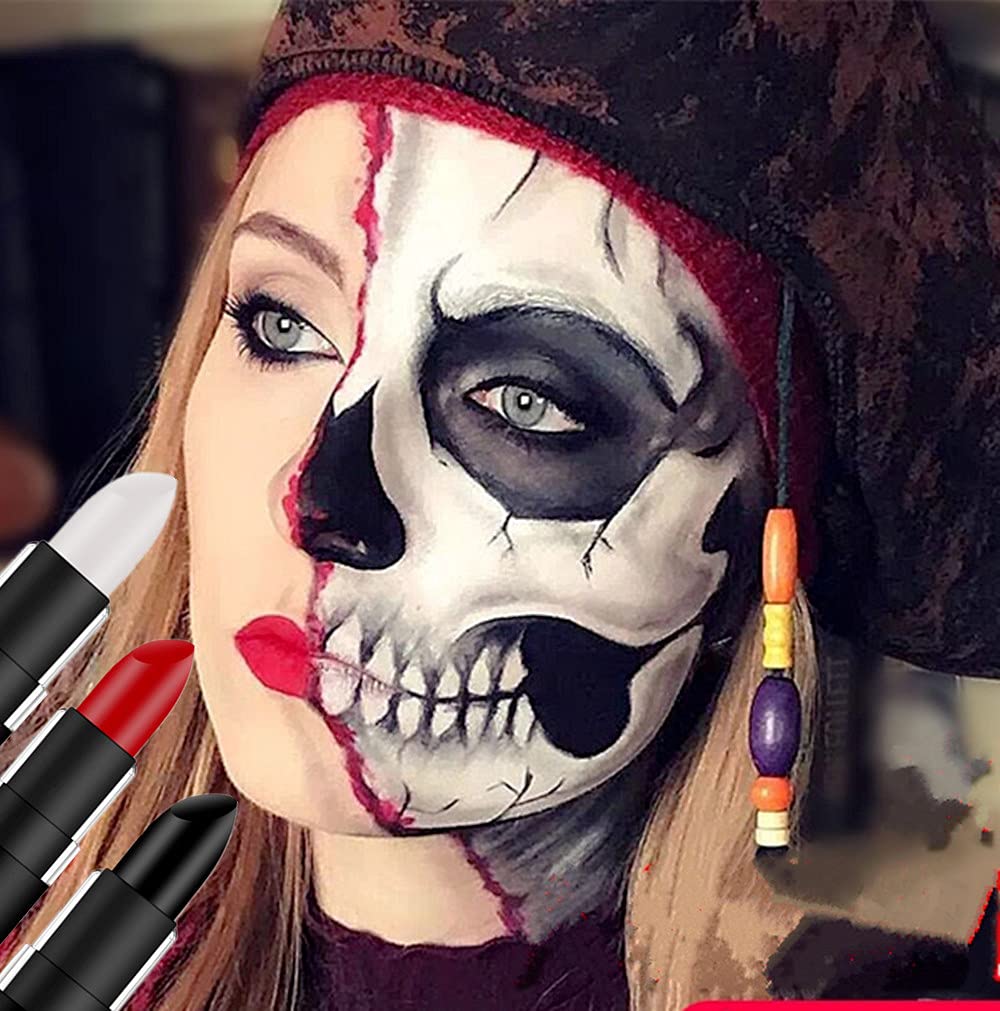 Go Ho black white and red makeup sticks applied as professional theatrical clown paint