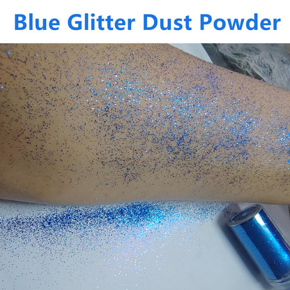 Cosmetic grade ultra fine blue holographic resin glitters for festival makeup look