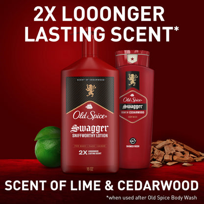 Side view of Old Spice cedarwood scented body lotion