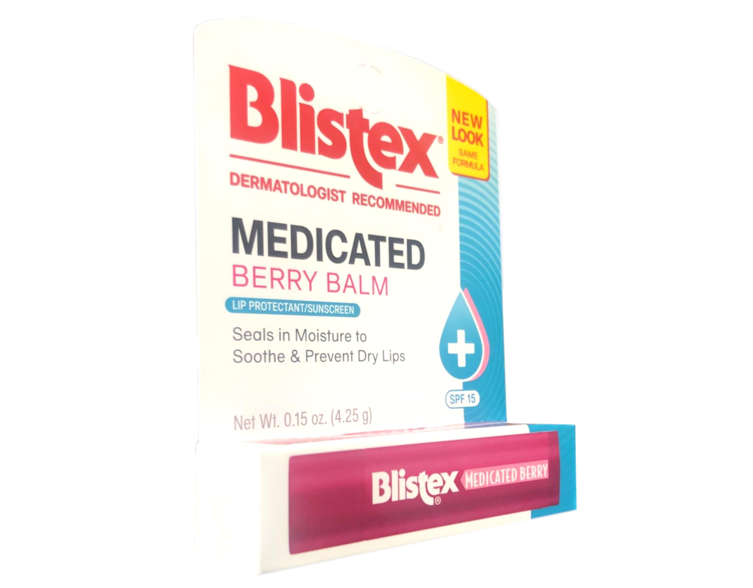 Blistex Berry Lip Protectant tube displaying active sunscreen ingredients