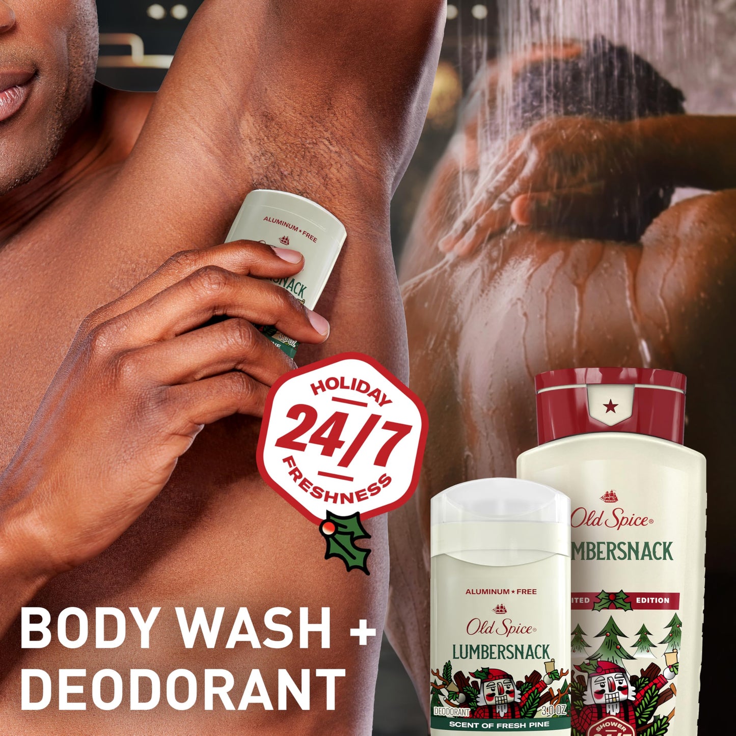 Back label of Old Spice Lumbersnack deodorant showing ingredients