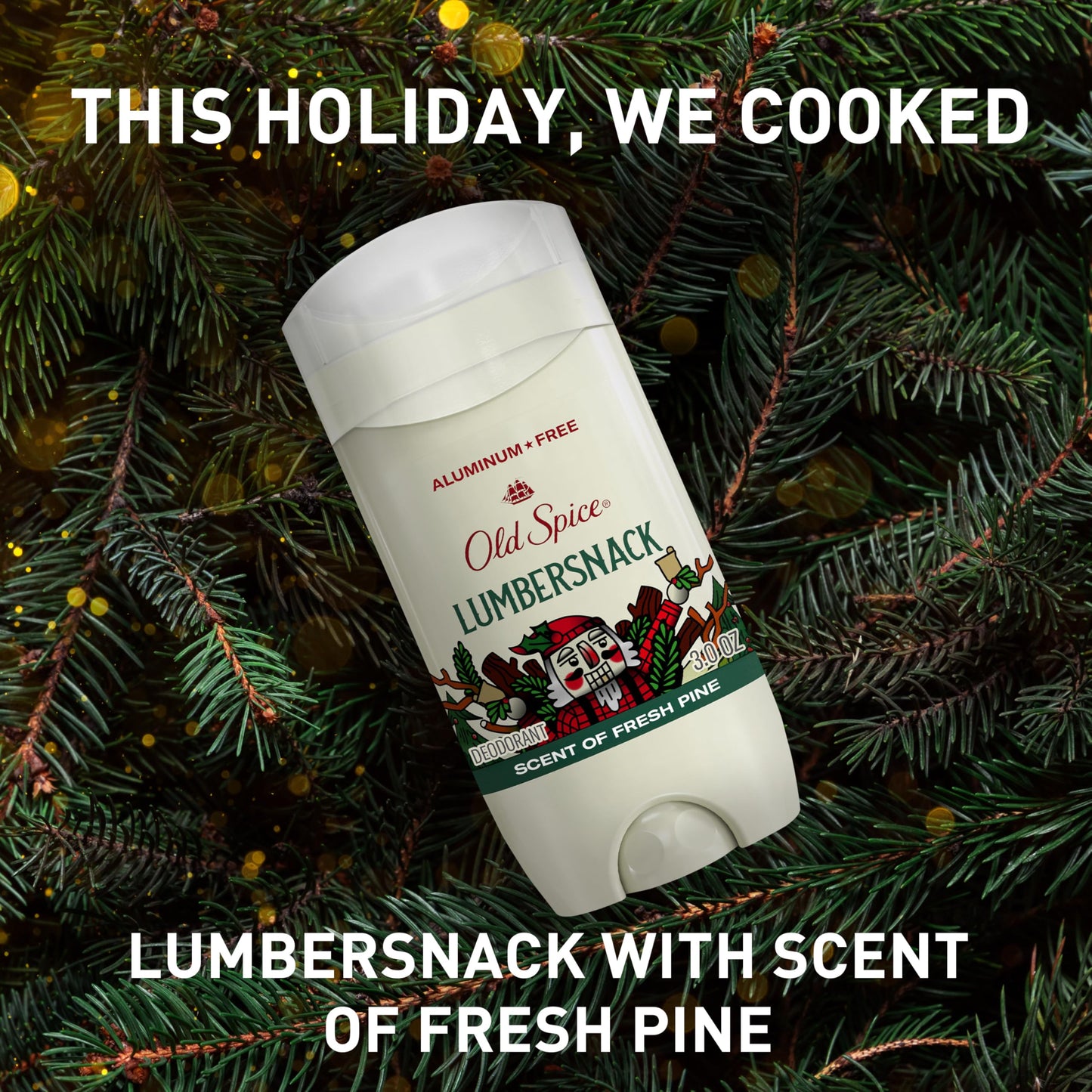 Close up of Lumbersnack fresh pine branding on product