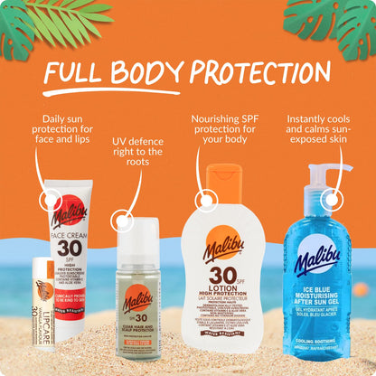 Lifestyle shot of Malibu sun protection kit