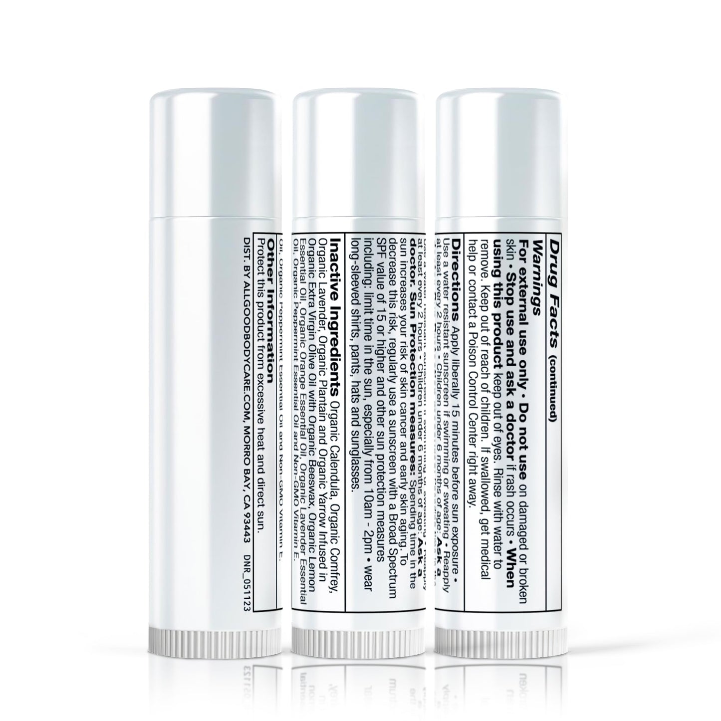 Side profile of DRN Labs mineral lip balm stick