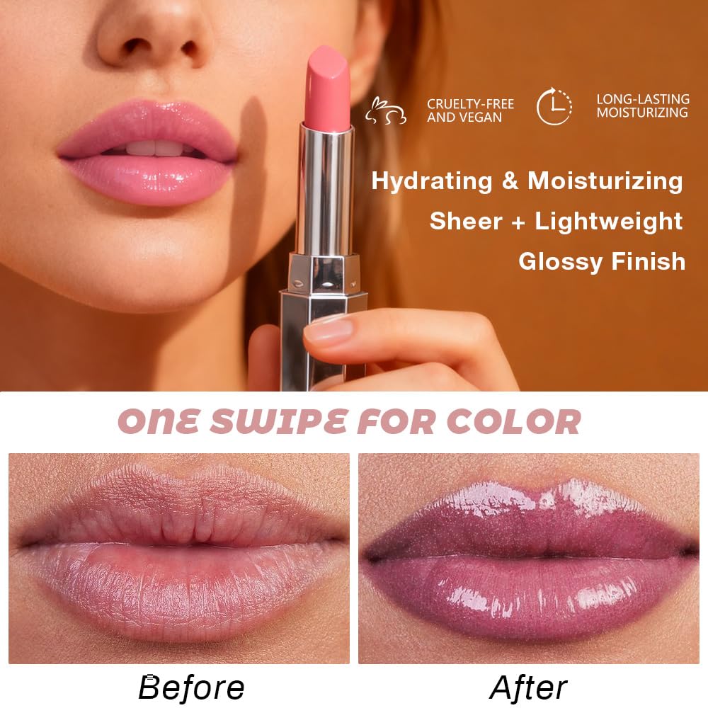Kaely sheer lightweight tinted lip balm color swatch on skin