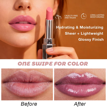 Kaely sheer lightweight tinted lip balm color swatch on skin