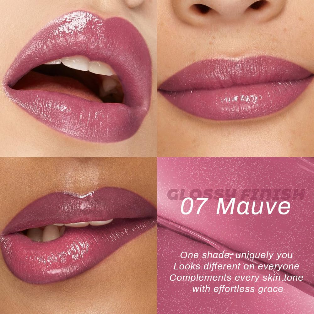 Kaely Dusty Pink Honey glossy lipstick tube open showing product bullet