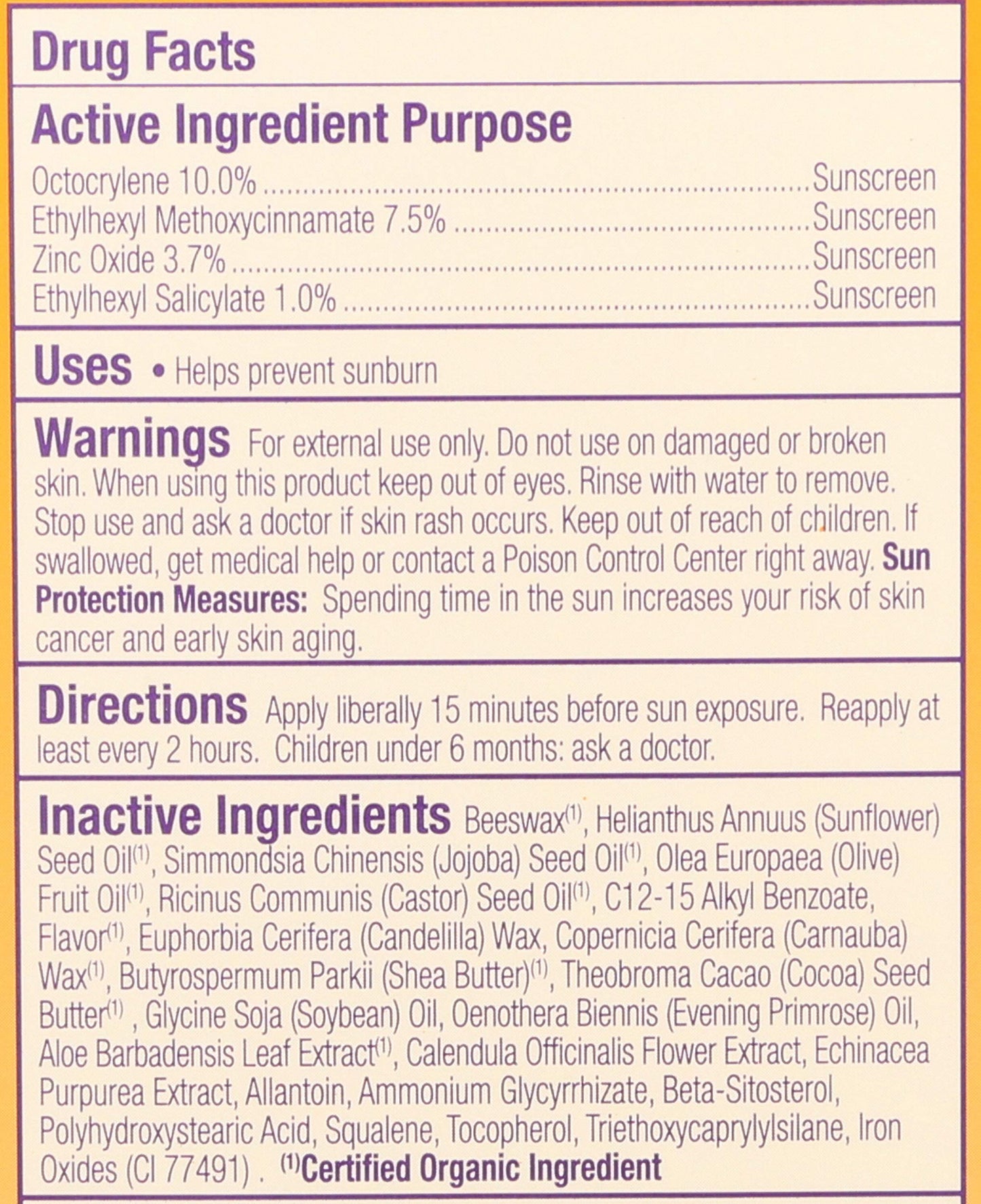 Side view of Alba Botanica SPF 25 lip care stick