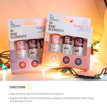 Raw Elements lip tint packaging details and ingredients