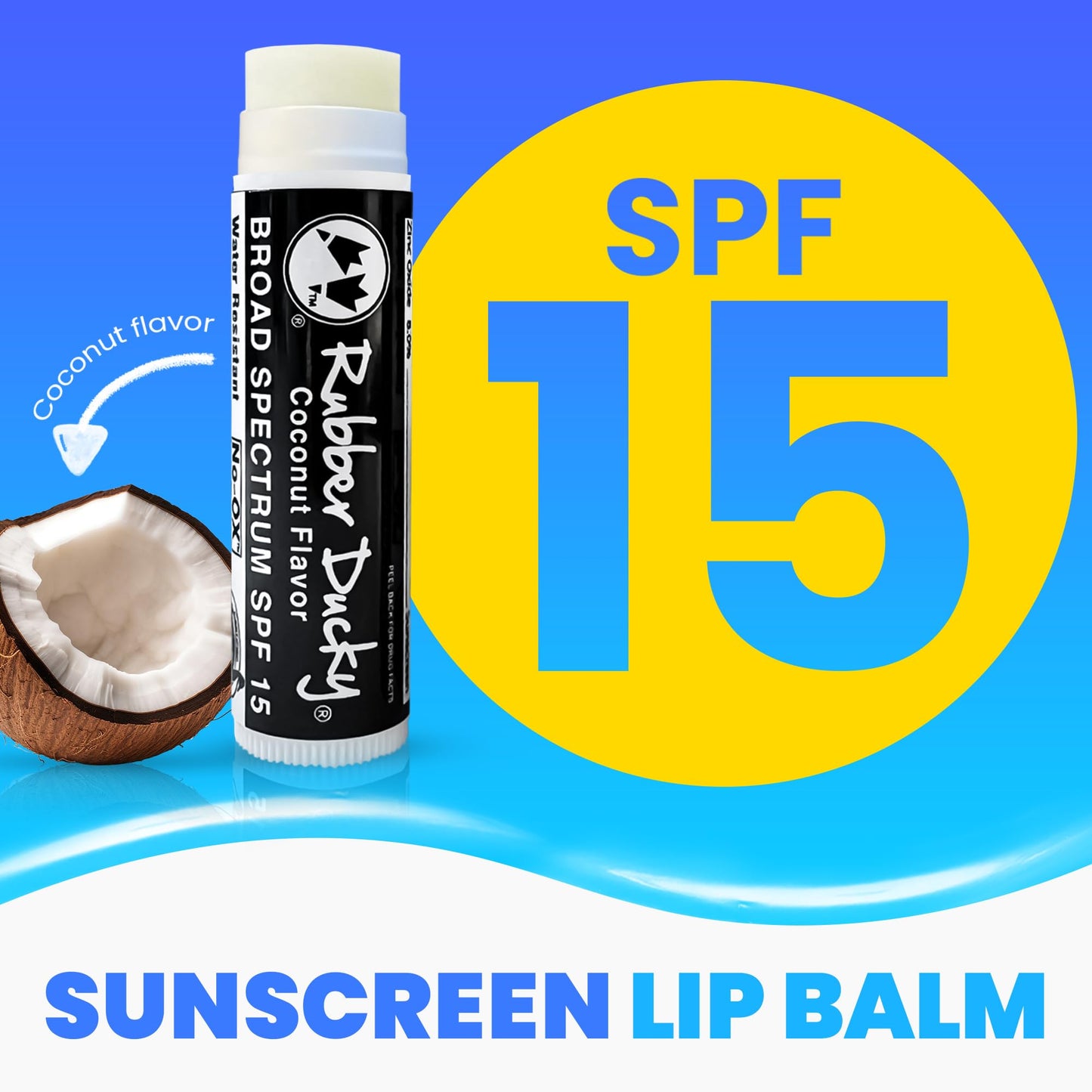 Three tubes of Rubber Ducky Coconut Lip Balm