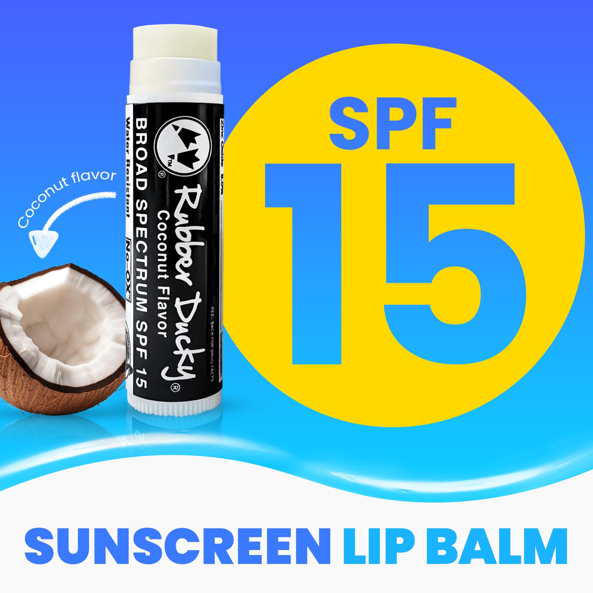 Three tubes of Rubber Ducky Coconut Lip Balm