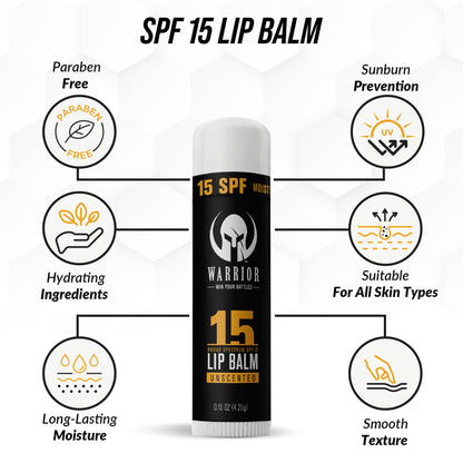 Warrior lip sunscreen tube showing size