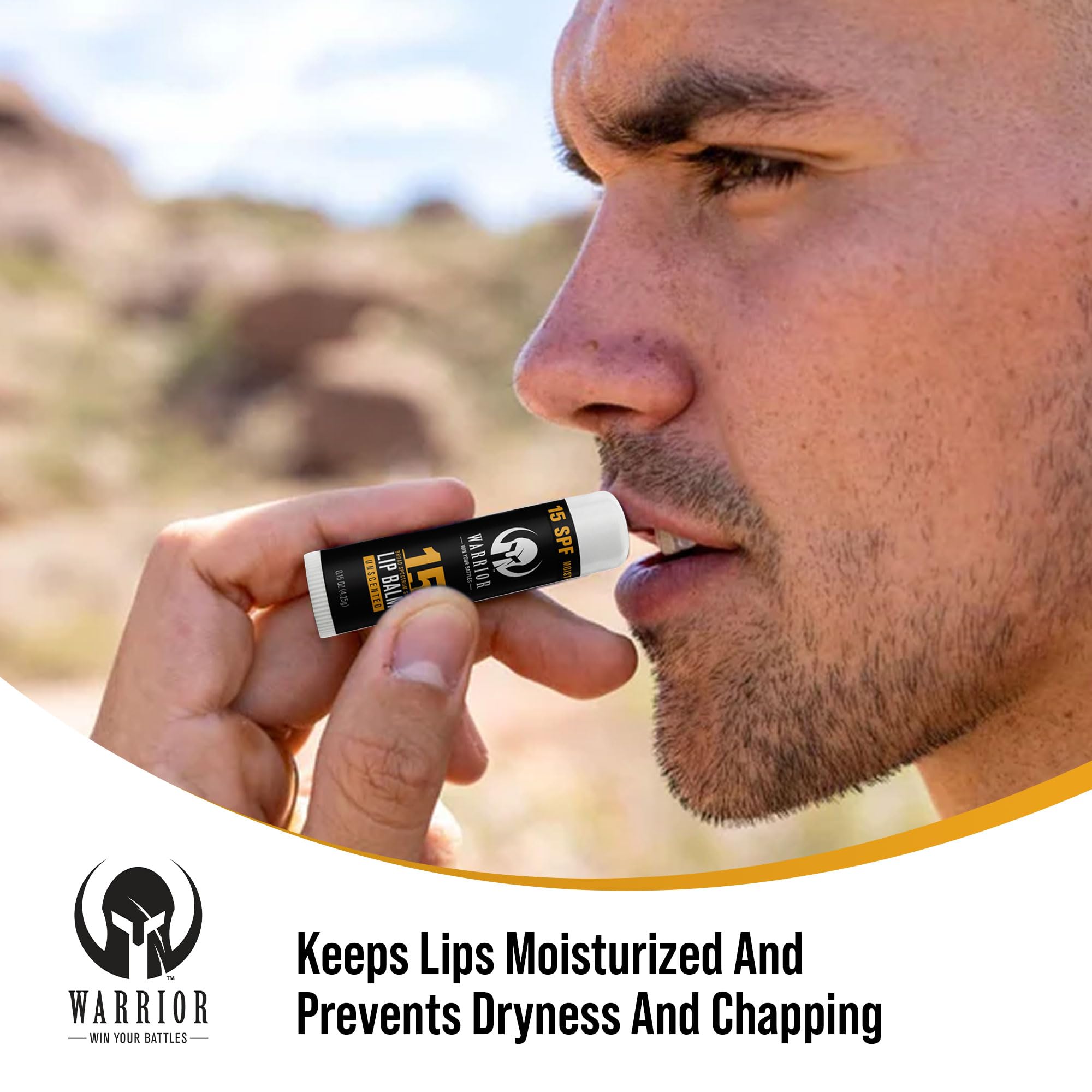 Warrior SPF 15 lip balm label details