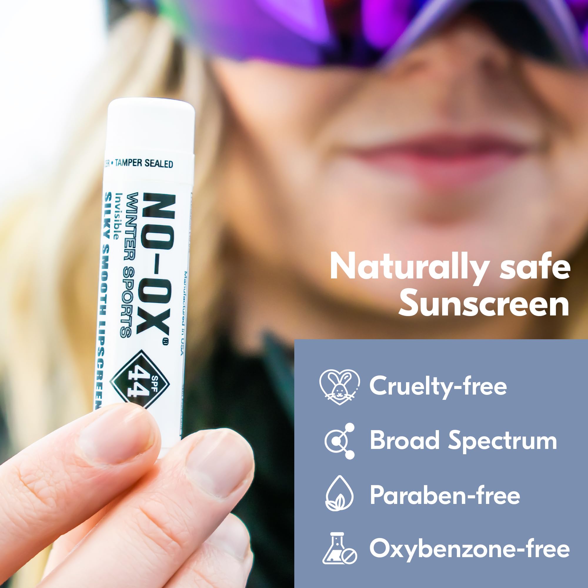 Close up of No-Ox lip balm texture and vanilla flavor details