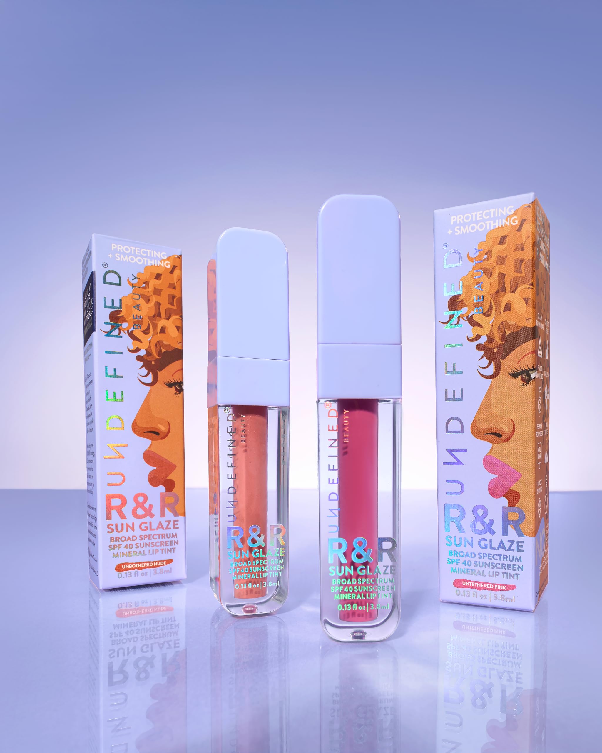 Undefined R&R Sun Glaze ingredients and SPF 40 label
