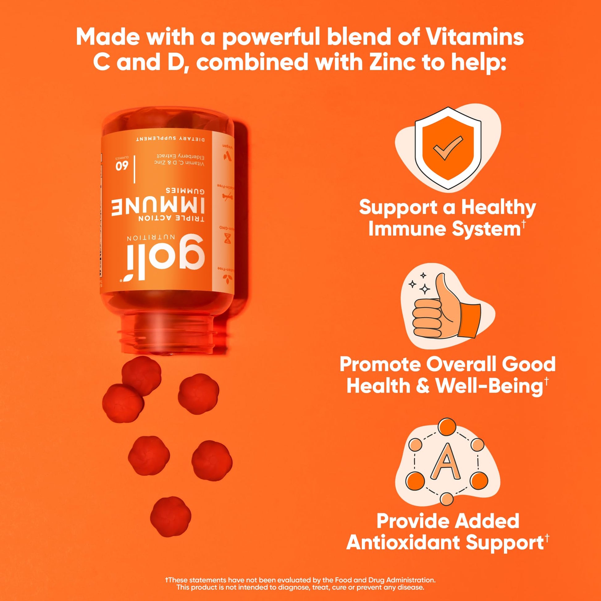 Imported Goli elderberry gummies sixty count bottle details and dietary features