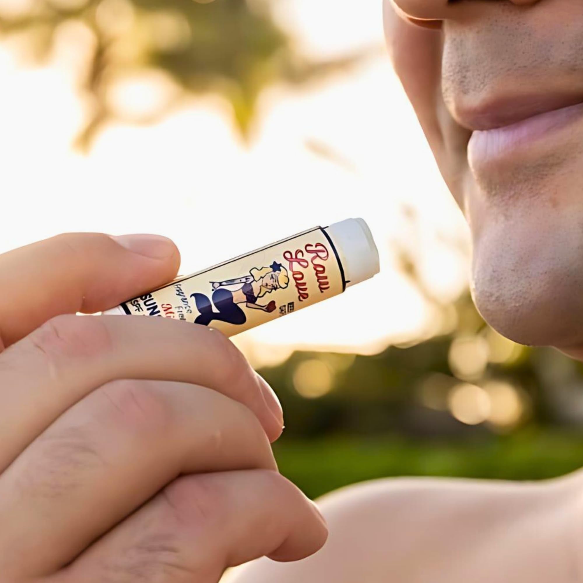 Raw Love reef safe lip balm ingredients label
