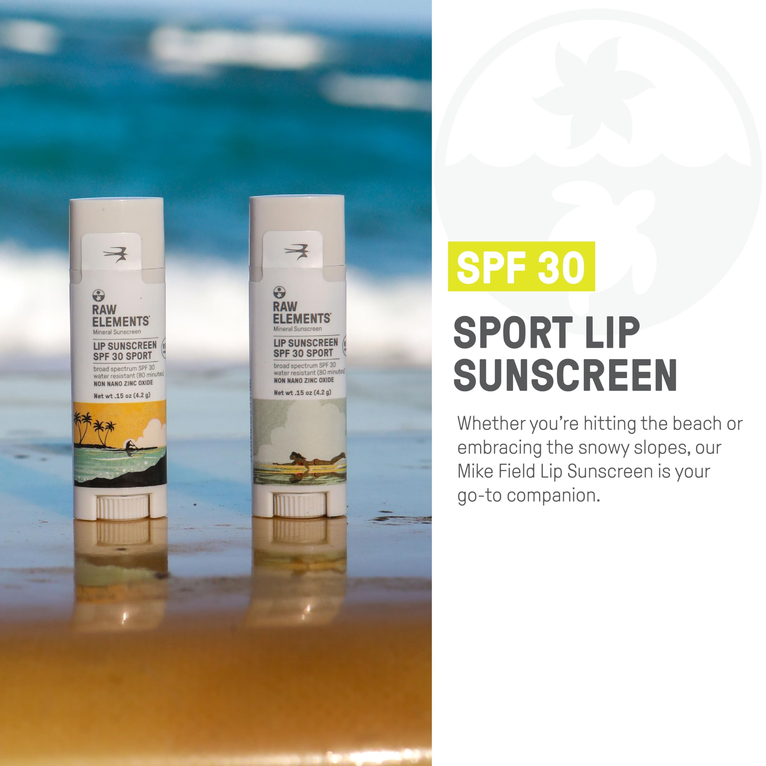Raw Elements SPF 30 mineral lip balm 2 pack packaging