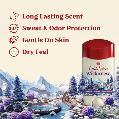 Old Spice Wilderness with Lavender and Spring Water solid stick packaging details
