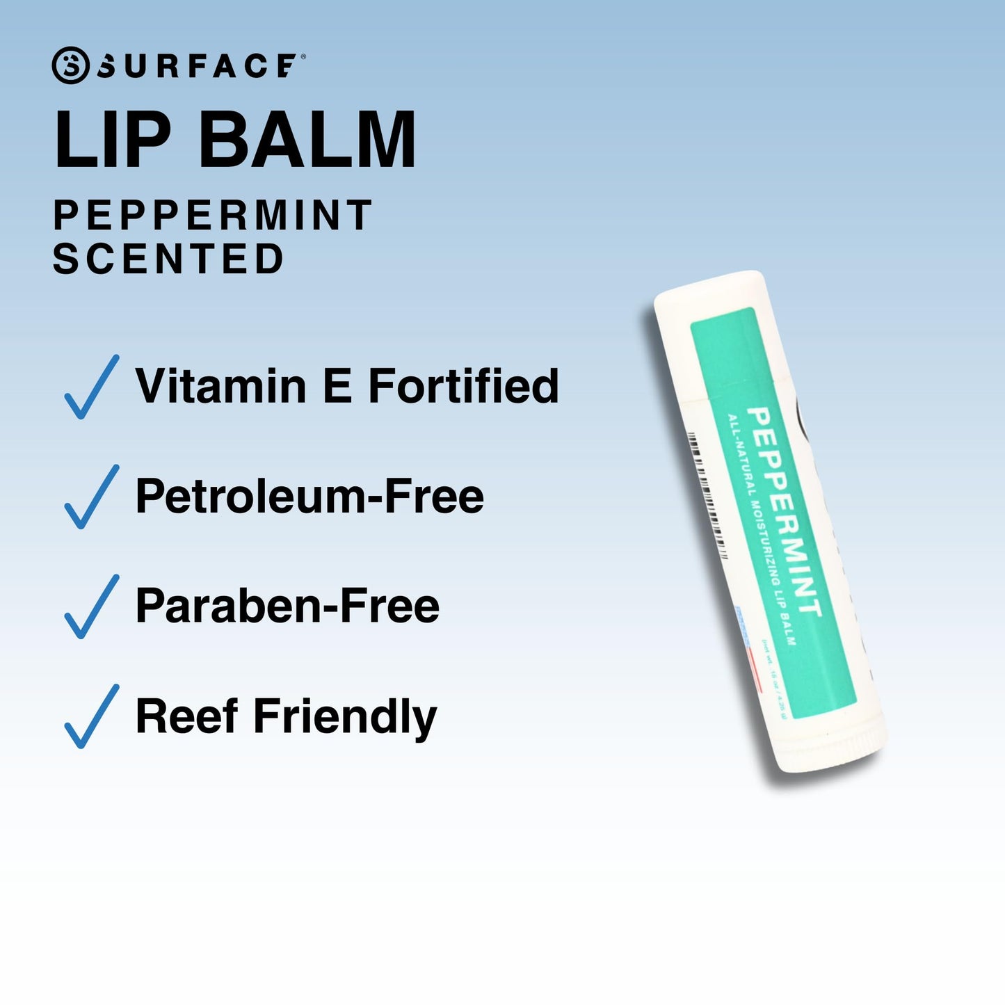 Surface SPF 30 lip balm packaging details