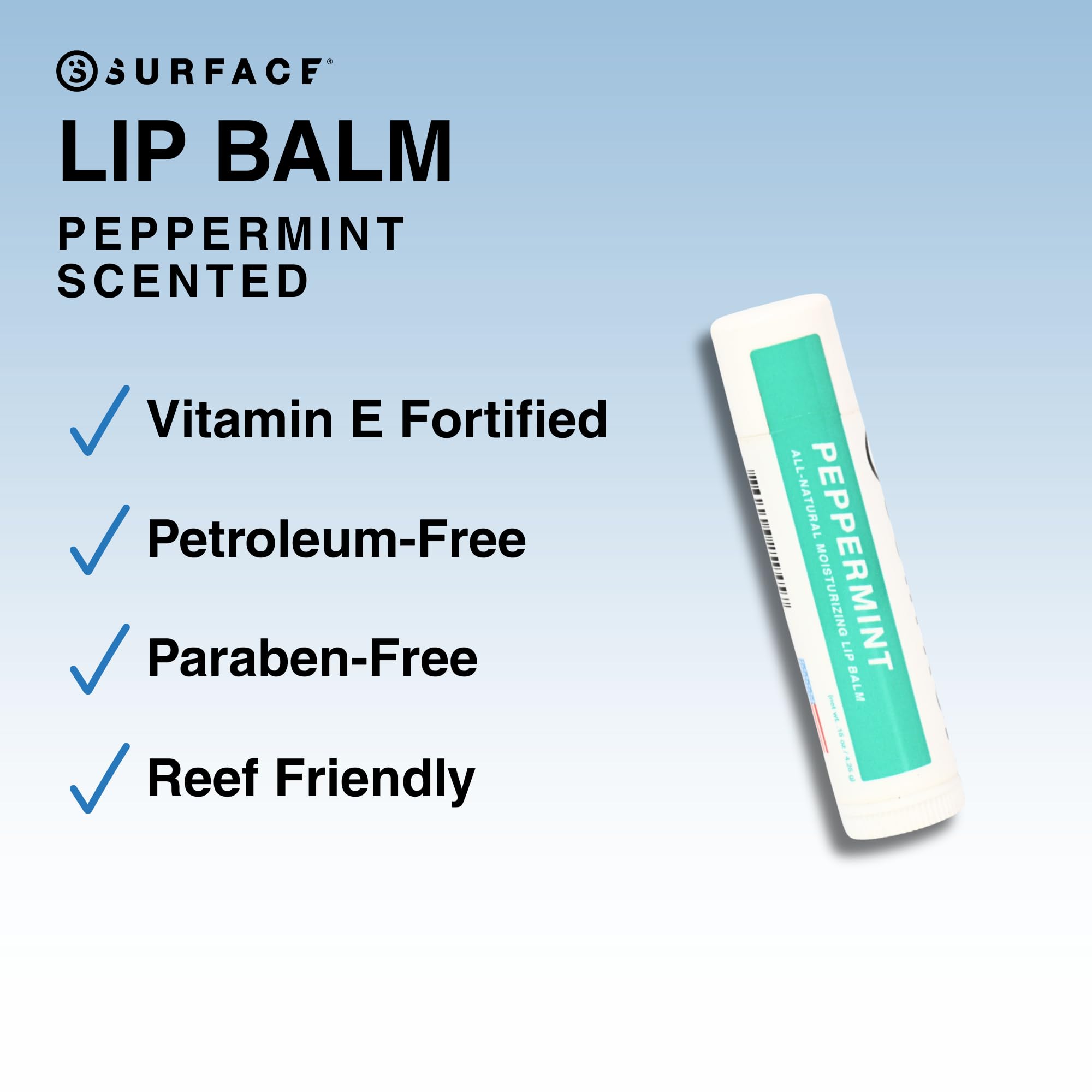 Surface SPF 30 lip balm packaging details