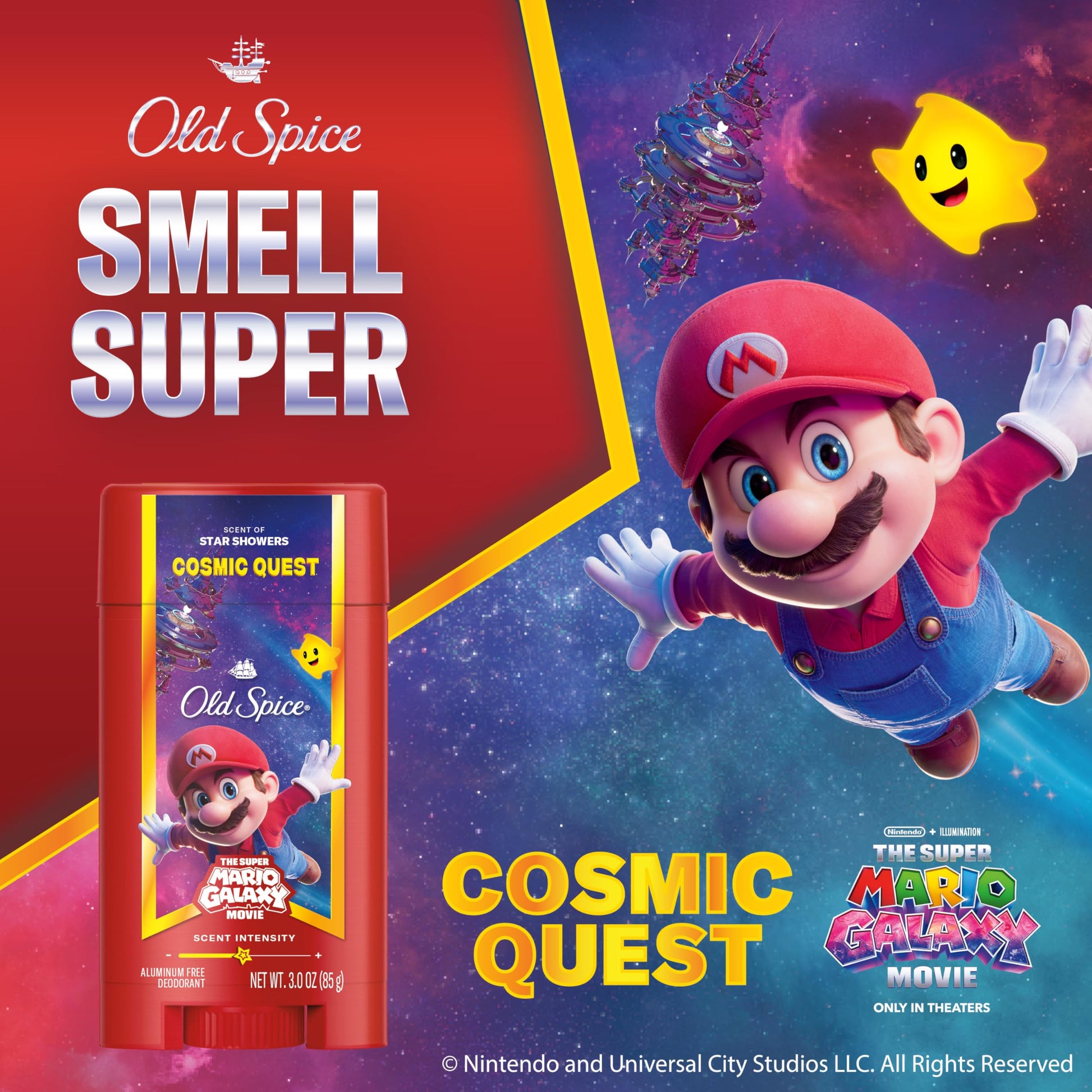 Special edition Mario movie collaboration men deodorant packaging detail