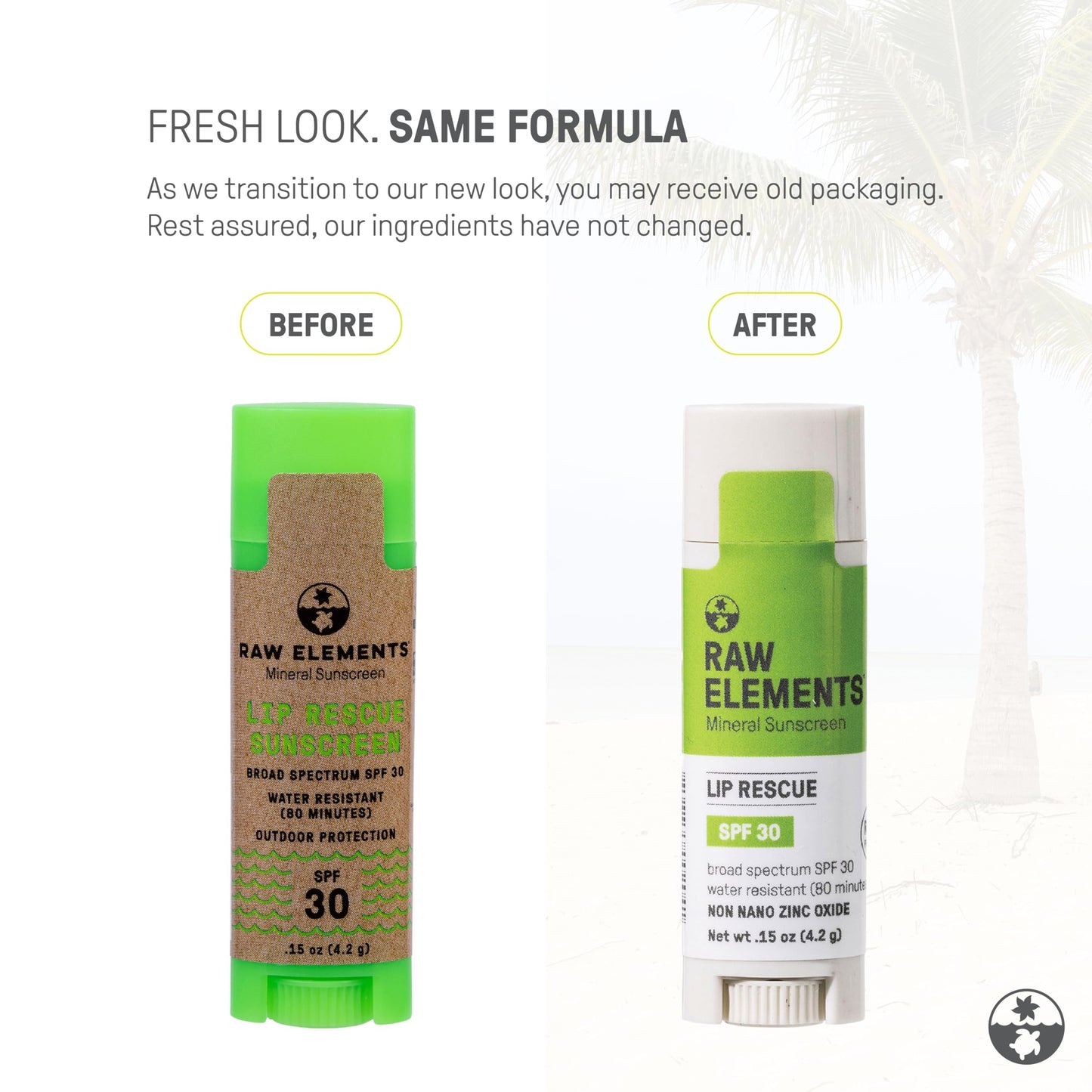 Raw Elements mineral lip sunscreen packaging details