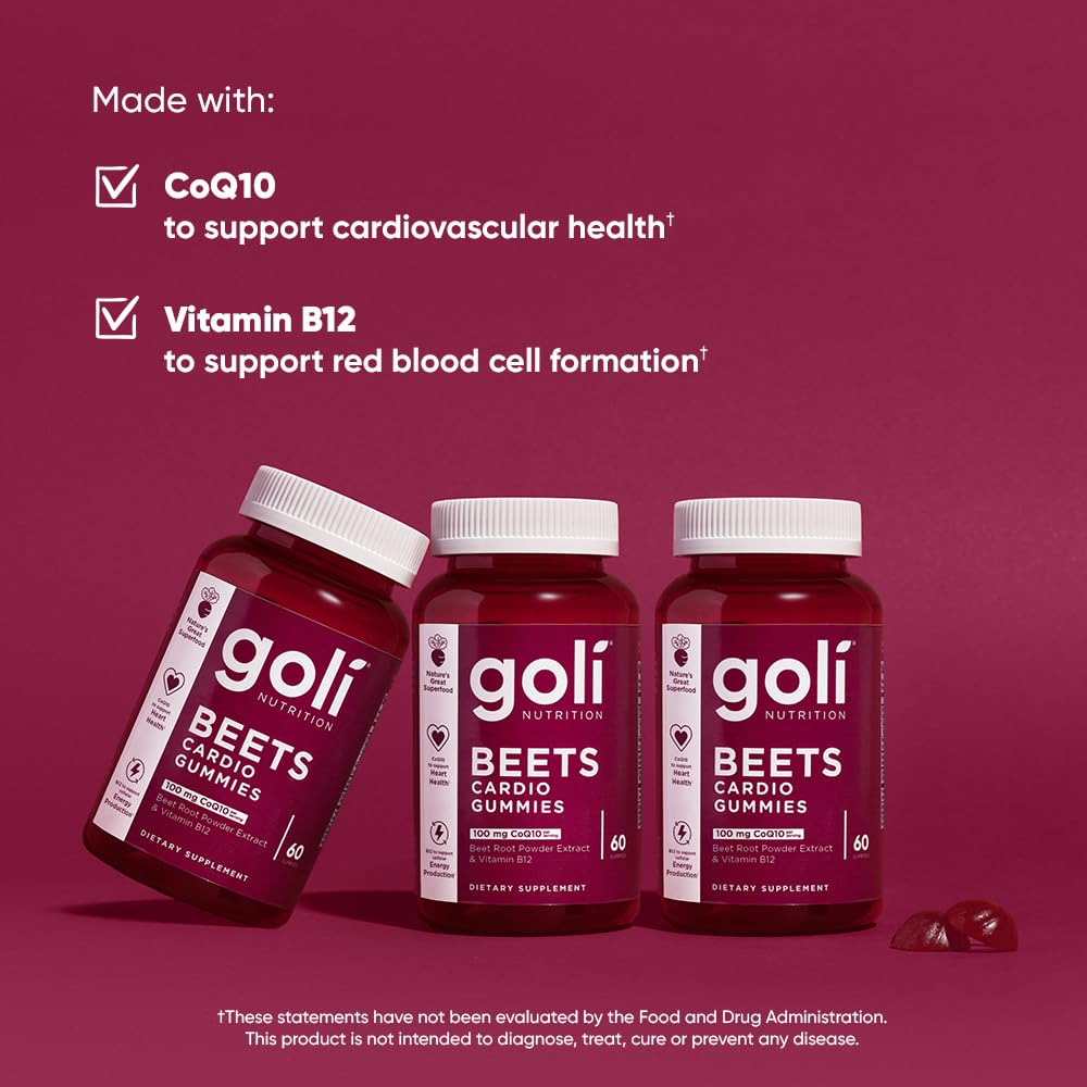 Top view of Goli Beets Cardio bottle with secure cap highlighting the premium imported seal
