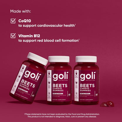 Top view of Goli Beets Cardio bottle with secure cap highlighting the premium imported seal