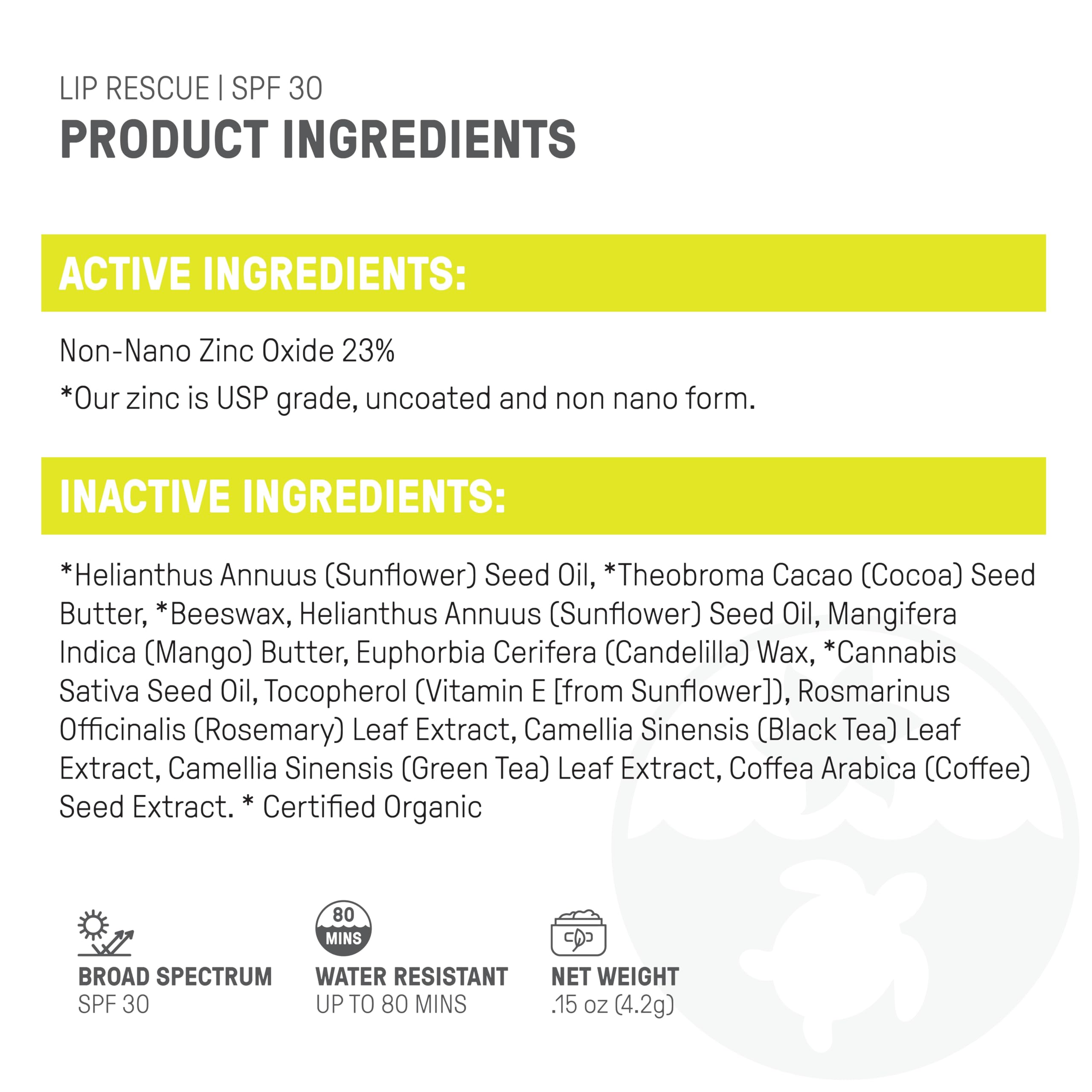 Close up of Raw Elements SPF 30 lip balm texture
