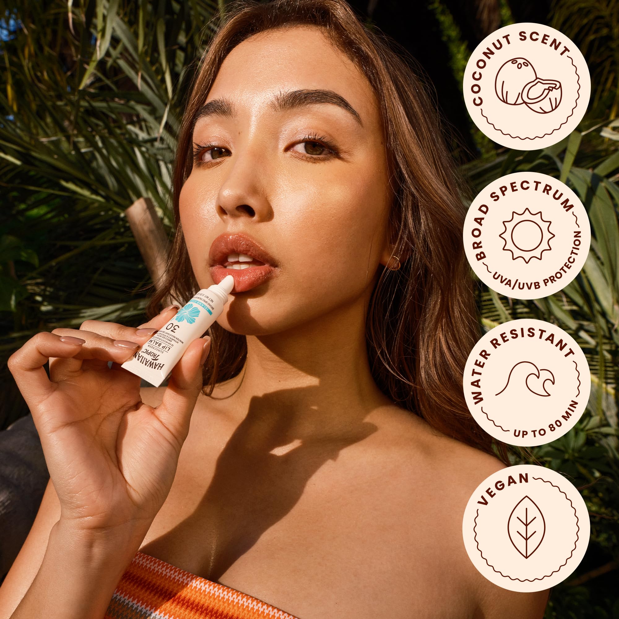 Top view of Hawaiian Tropic coconut scented lip balm