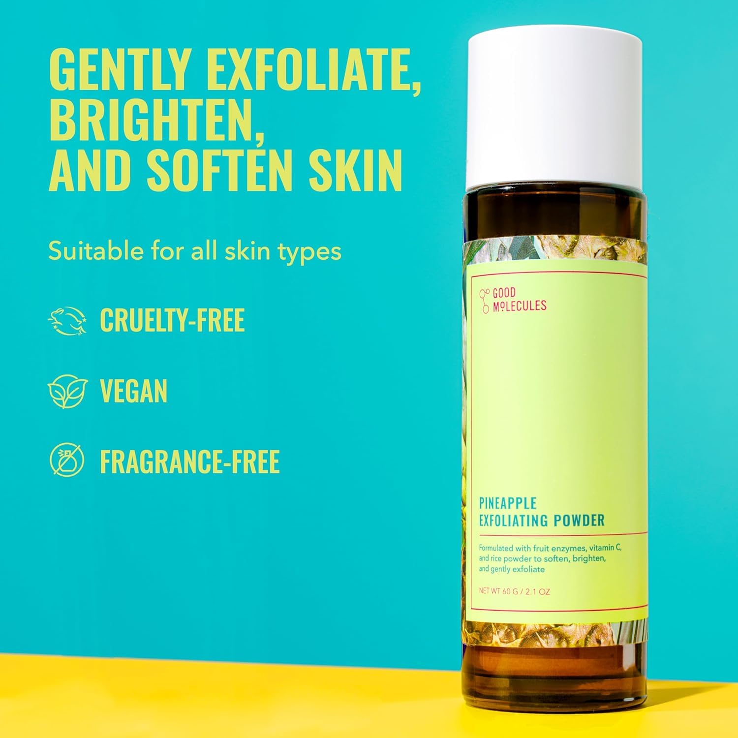 Water activated powder facial scrub by Good Molecules with pineapple extract