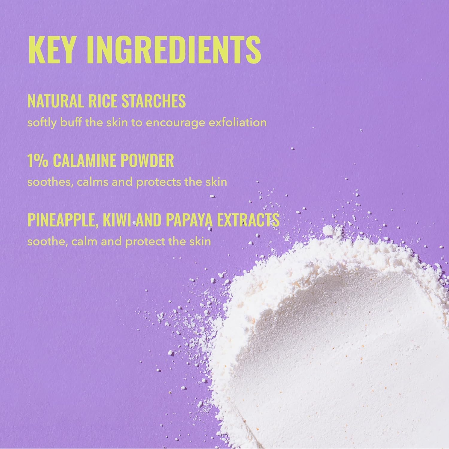 Vegan fruit enzyme exfoliating powder packaging close up showing instructions