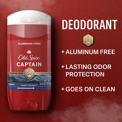 Old Spice Captain bergamot deodorant stick twin pack clear application formula