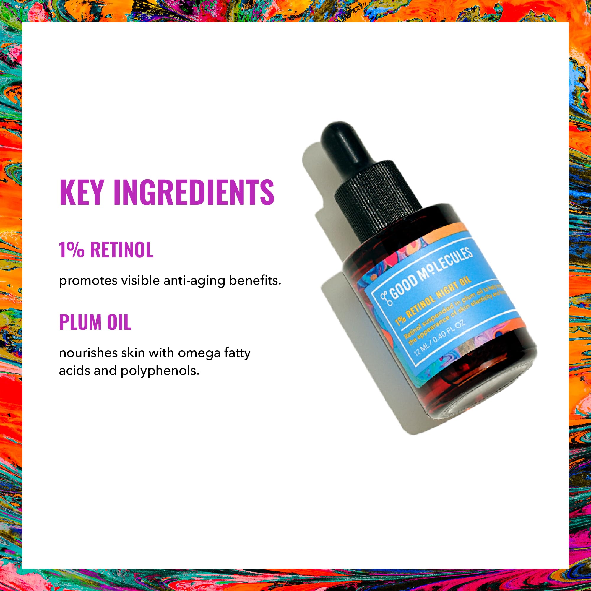Good Molecules 12 ml Retinol Night Oil dropper bottle on a clean background