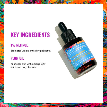 Good Molecules 12 ml Retinol Night Oil dropper bottle on a clean background