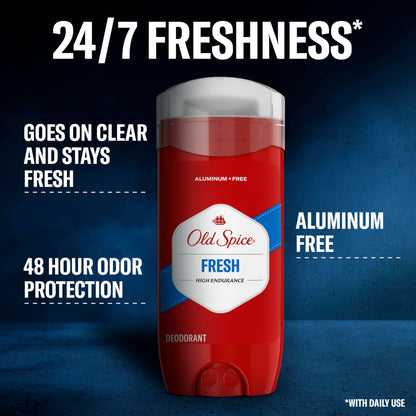 Old Spice aluminum free stick deodorant packaging displaying forty-eight hour odor defense text
