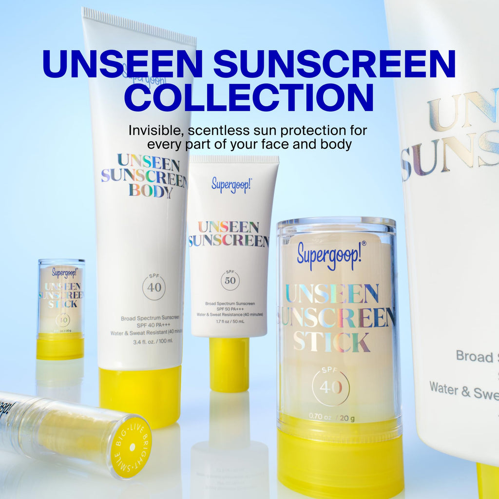 Supergoop! Unseen Sunscreen Clear Lip Protector lifestyle flatlay