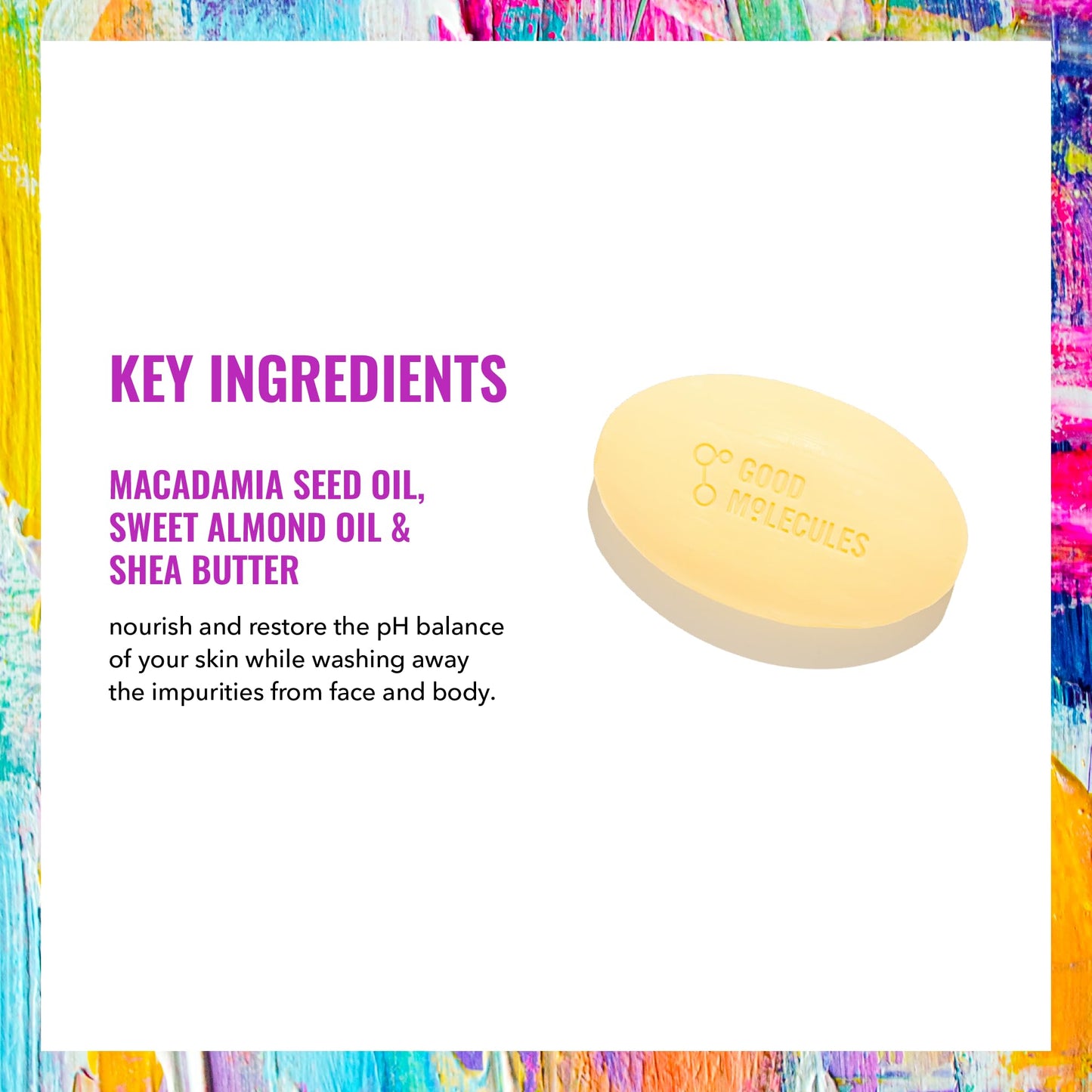 Texture shot of the hydrating shea butter cleansing bar lathering with water