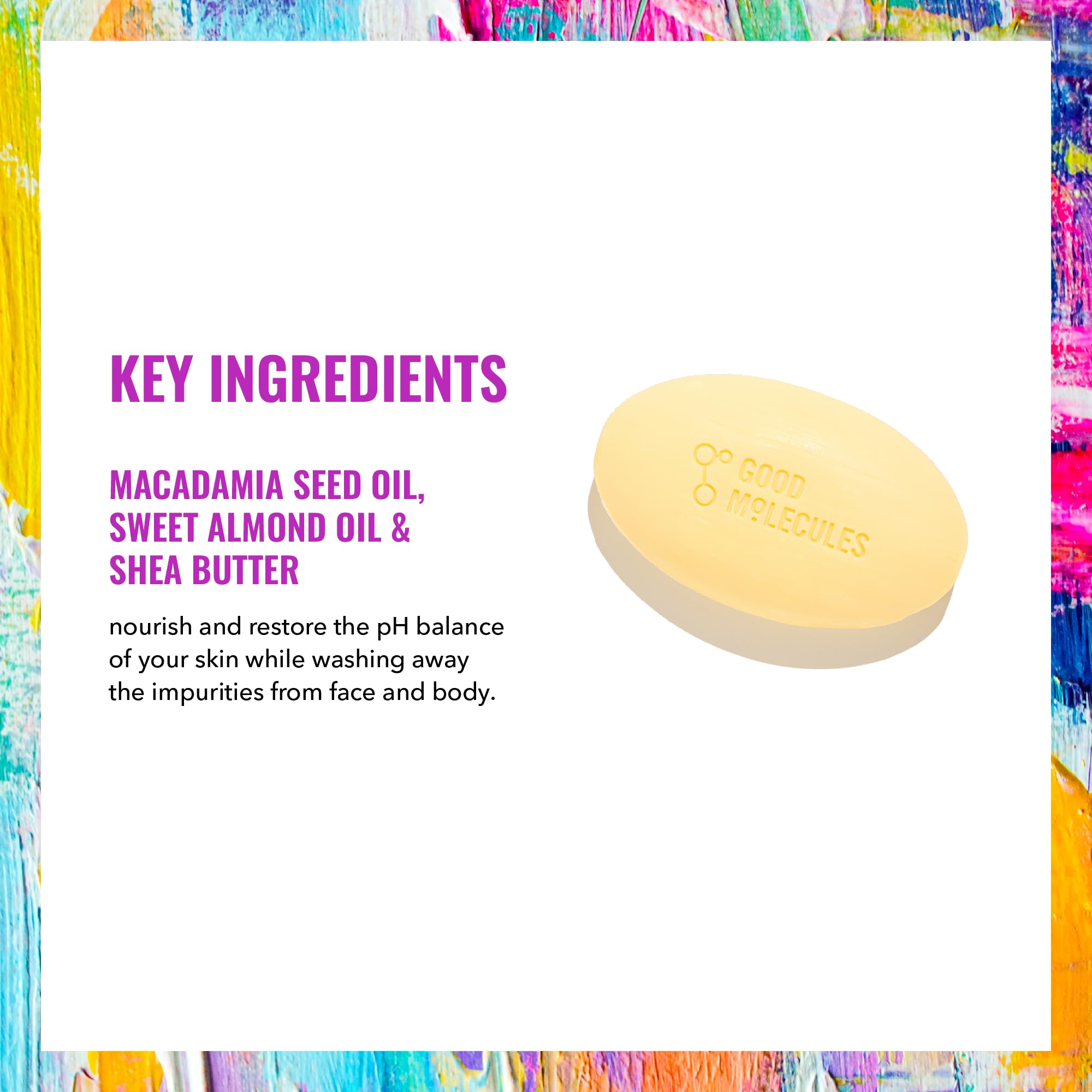 Texture shot of the hydrating shea butter cleansing bar lathering with water