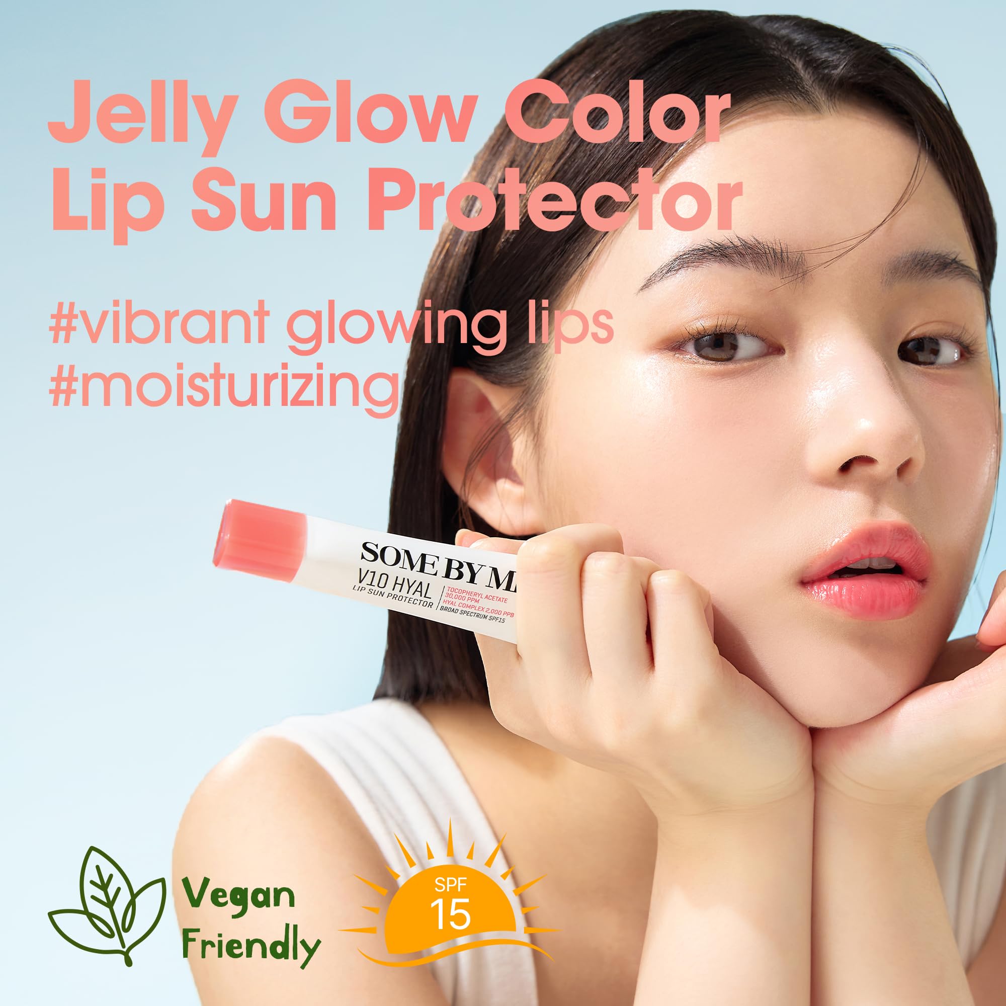 Some By Mi V10 Hyal Lip Sun Protector Rosy side view showing packaging