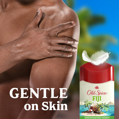 Old Spice Fiji dual action sweat protection stick displaying net weight information.
