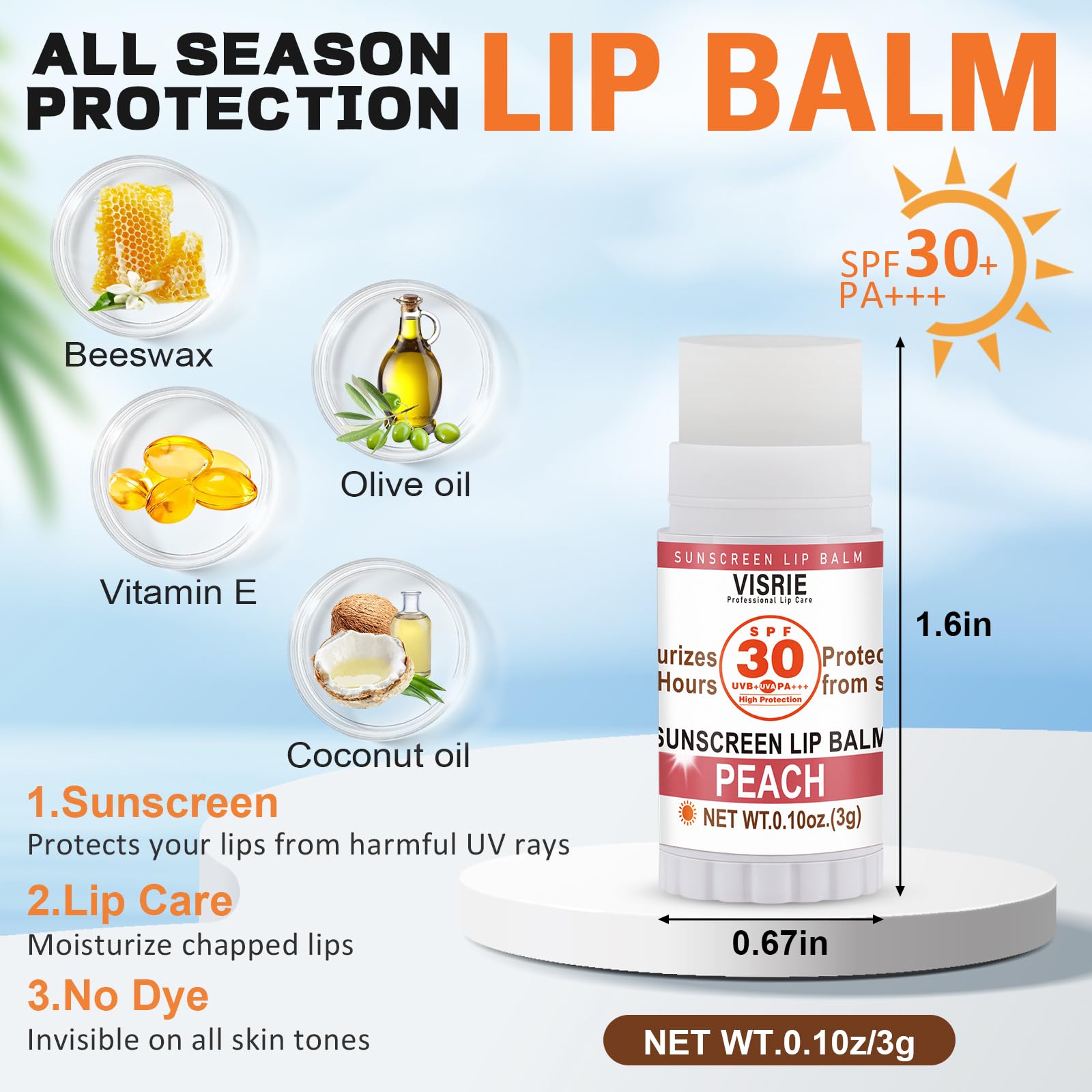 Close up of Visrie sunscreen lip balm texture
