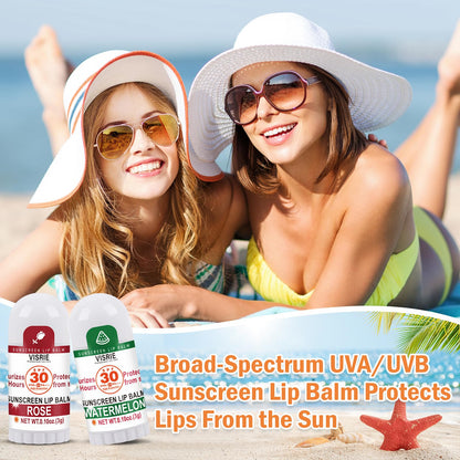 Group shot of Visrie SPF 30 lip balm bulk collection