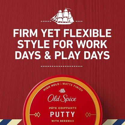 Old Spice hair putty jars with lid removed