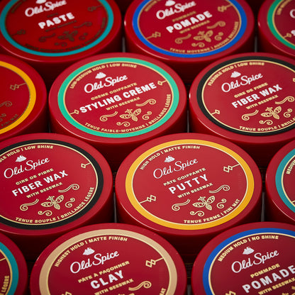 Detailed product label for Old Spice High Hold Matte Finish