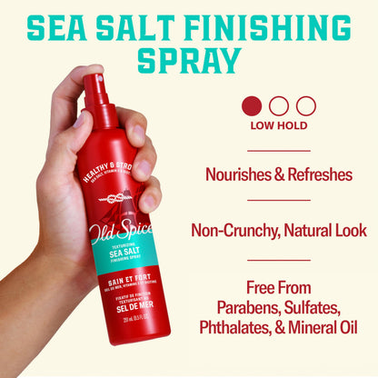 Grooming spray bottle showing the pump dispenser for Old Spice texturizer.