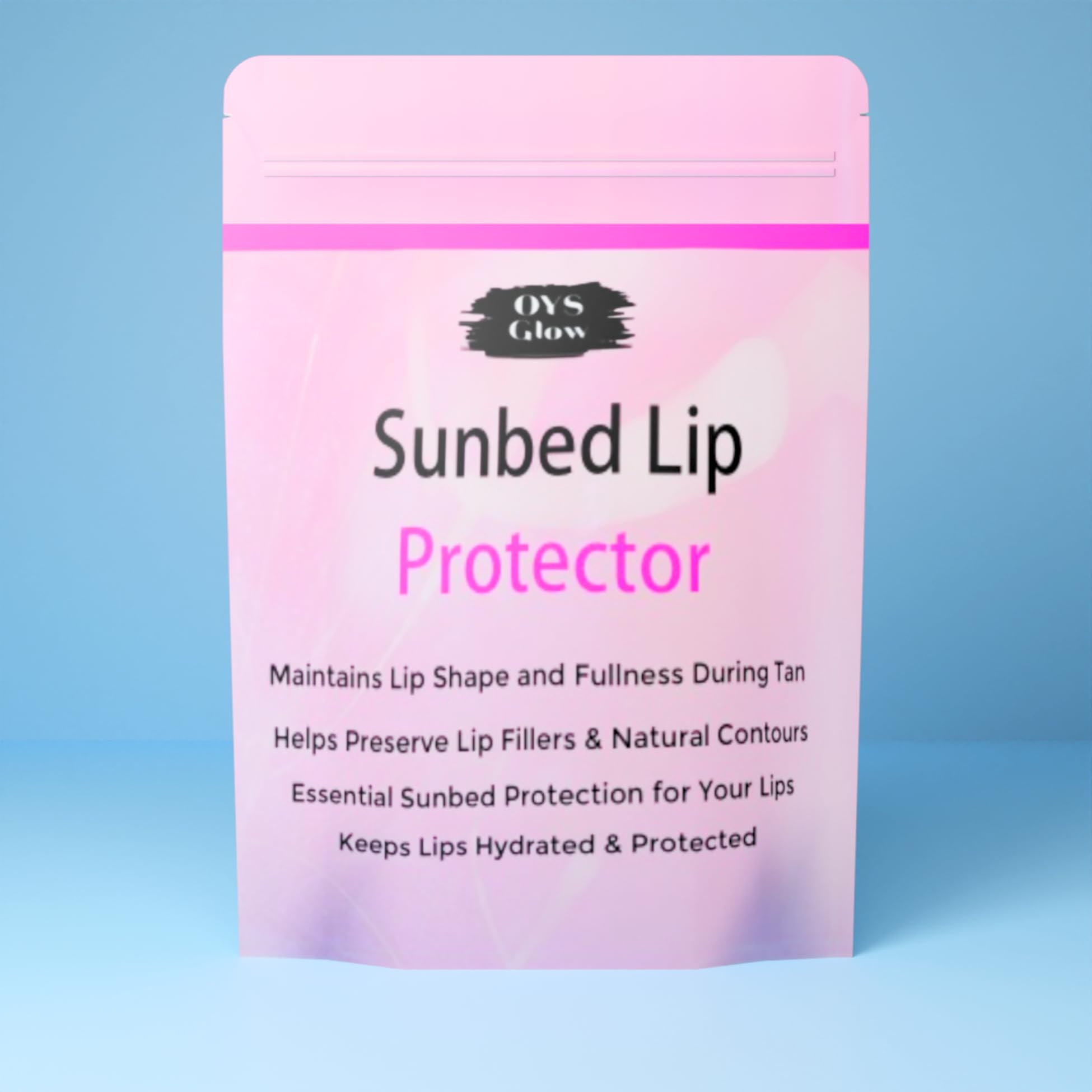 Reusable silicone tanning lip cover in travel-friendly packaging.