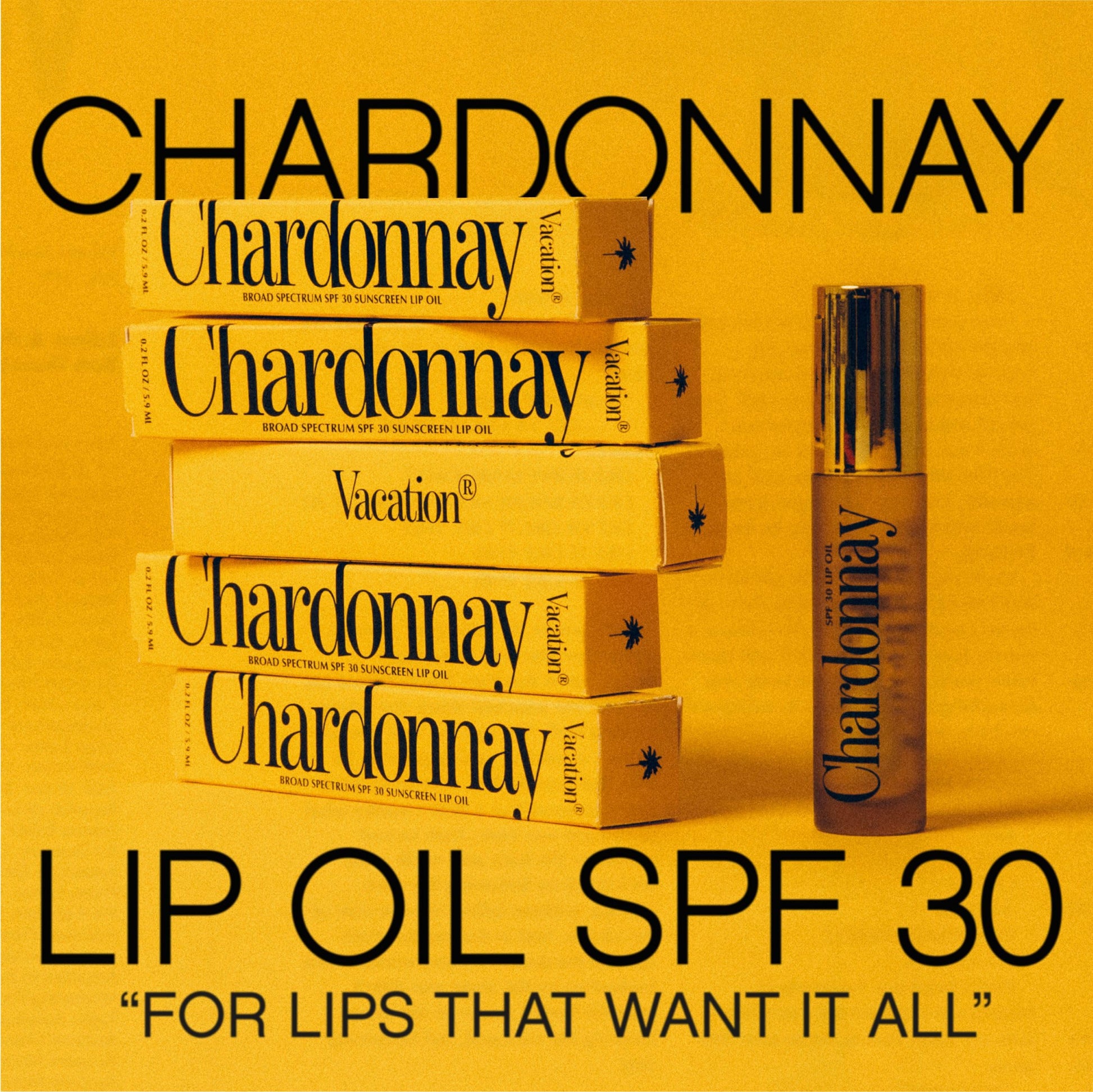 Vacation Chardonnay Lip Oil SPF 30 applicator wand detail